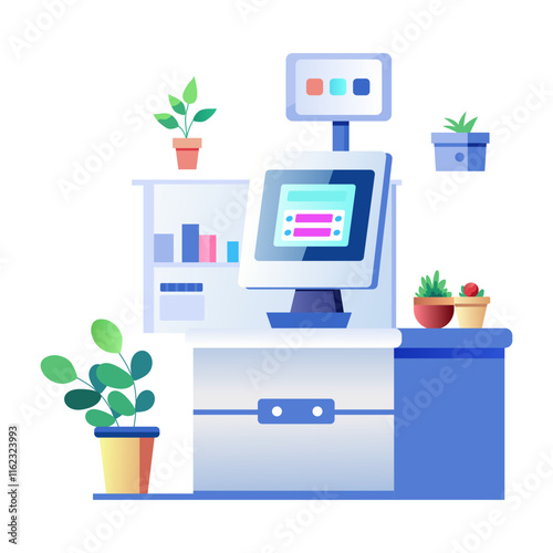A flat illustration of pos system