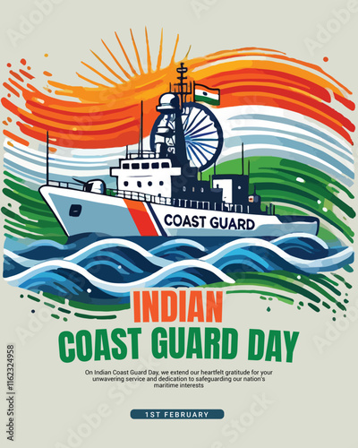 Indian Coast Guard Day with Bhartiya Tatrakshak Divas social media post banner template
