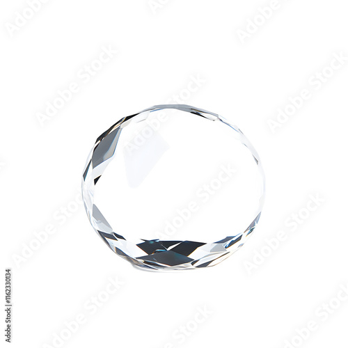 Crystal paperweight on a white background, highlighting its elegant design, transparent material, and functionality as a decorative and practical desk accessory.
