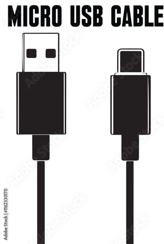 Usb cables icons. Electronic device input cable cords, internet charging wires signs, lightning micro usb types for mobile phone connector plugs
