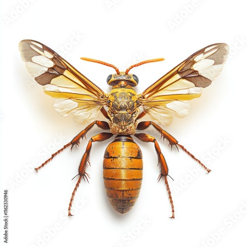 European wasp Polistes associus Isolated on White Background Generative AI photo