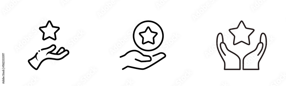 Hands holding shinning star outline icon esp Hands holding shinning star outline icon esp