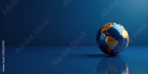 Elegant Globe on Deep Blue Background A Symbol of Global Connections and International Cooperation