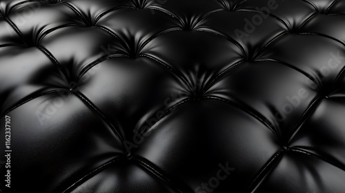 Luxurious black leather texture with tufted design, perfect for upholstery