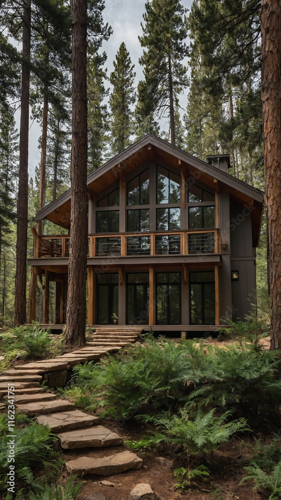 Ranch house architecture house in the forest 