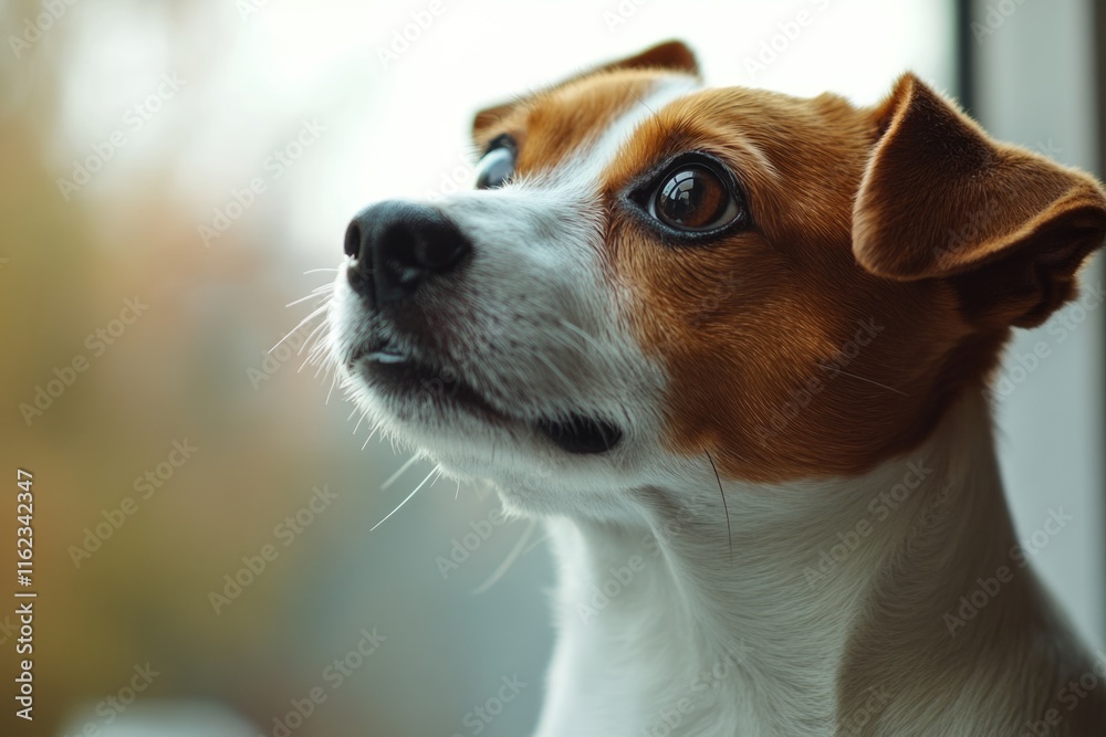 Brown and White Dog at Window Brown and White Dog at Window