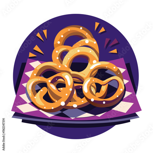 A flat illustration of oktoberfest pretzels
