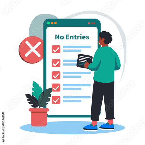 A flat illustration of a character having task error 
