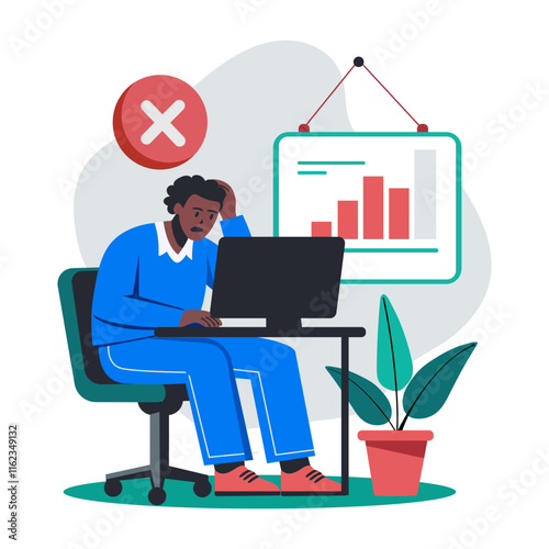 A flat illustration of frustrated character 