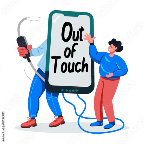 A character based flat illustration of disconnected mobile 