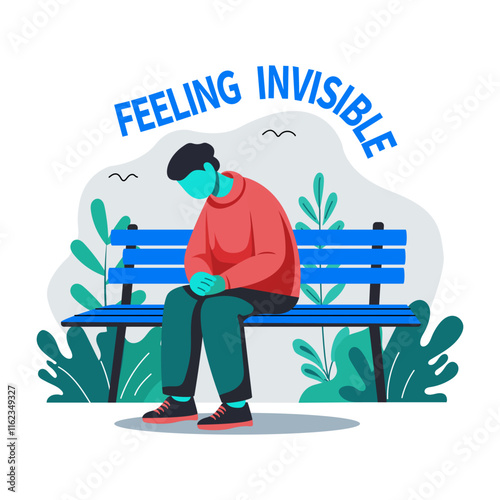 A flat illustration of a character feeling invisible 