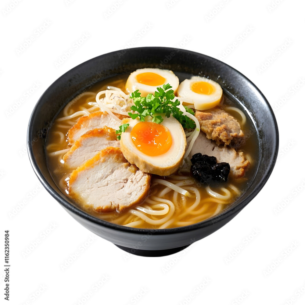 Japanese Pork Tonkotsu Ramen on transparent background Japanese Pork Tonkotsu Ramen on transparent background