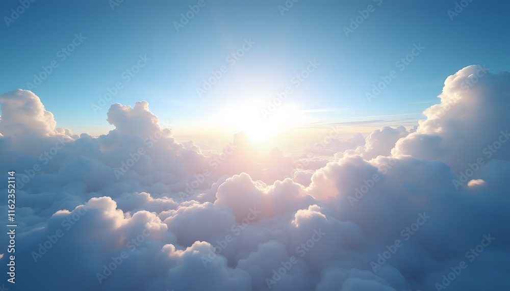 A Breathtaking Aerial View of Sunrise Over a Sea of Clouds A Breathtaking Aerial View of Sunrise Over a Sea of Clouds