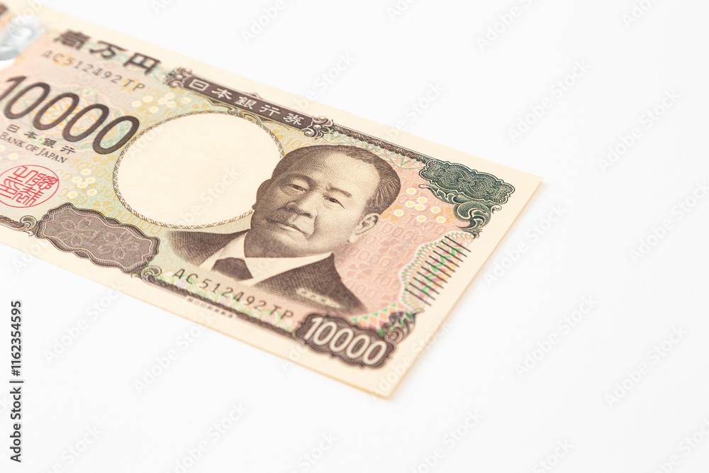 白背景に一万円札 白背景に一万円札