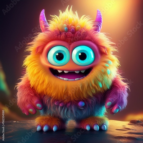 Cartoon Monster - 3d cute furry monster, 3d cartoon character