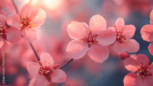 Cherry blossoms bloom in spring, creating a vibrant atmosphere in a garden