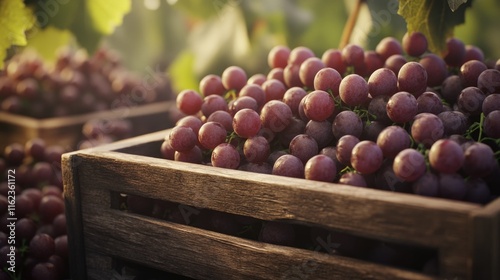 Grapes in Wooden Crate photo