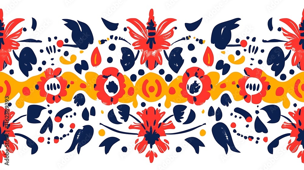 Textile border pattern scroll repeat motif design