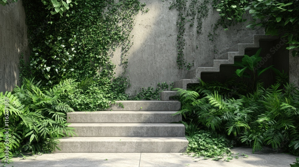 Serene Stone Steps Enveloped by Lush Greenery: A Tranquil Oasis Serene Stone Steps Enveloped by Lush Greenery: A Tranquil Oasis