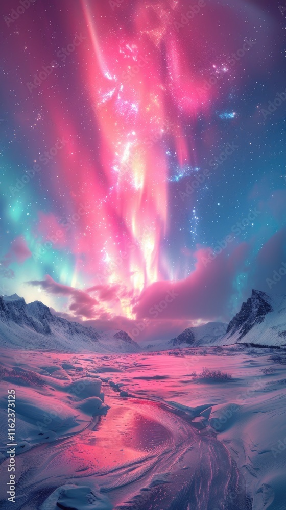 Fototapeta premium winter aurora beatiful fantasy sky