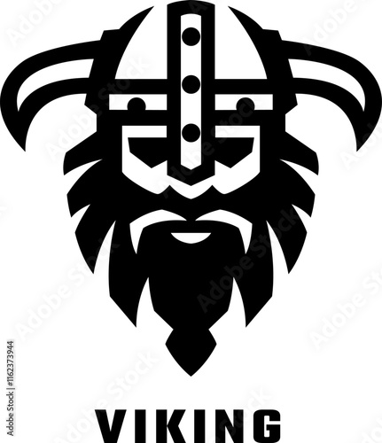 Viking head in helmet, logo.