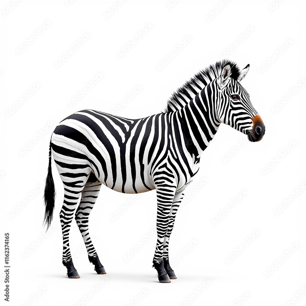 Fototapeta premium Majestic zebra, standing proud against a stark white backdrop