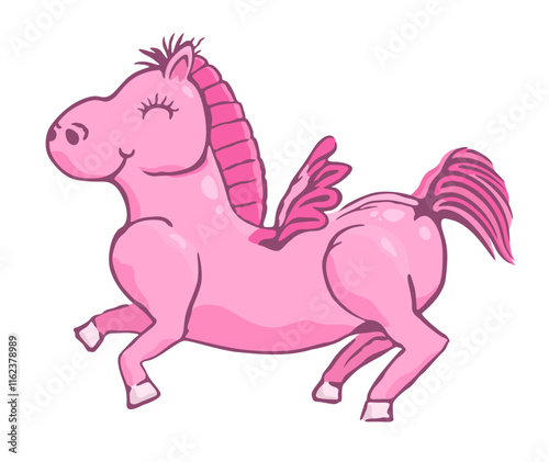 Clip Art with Pink Cute Cartoon Pegasus