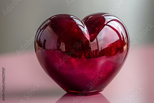 A Polished Dark Red Heart Shaped Glass Ornament photo