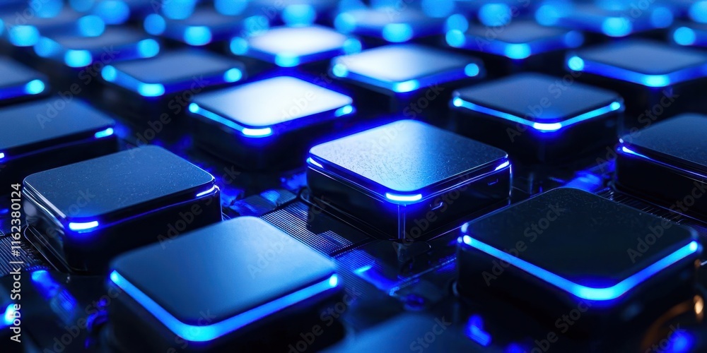 Close up of a keyboard with blue keys Close up of a keyboard with blue keys