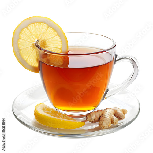 Herbal Ginger Lemon Tea in Glass Cup for Health Benefits