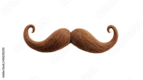 Vintage-inspired ginger curly mustache floating against transparent backdrop, lending classic retro character to graphic design