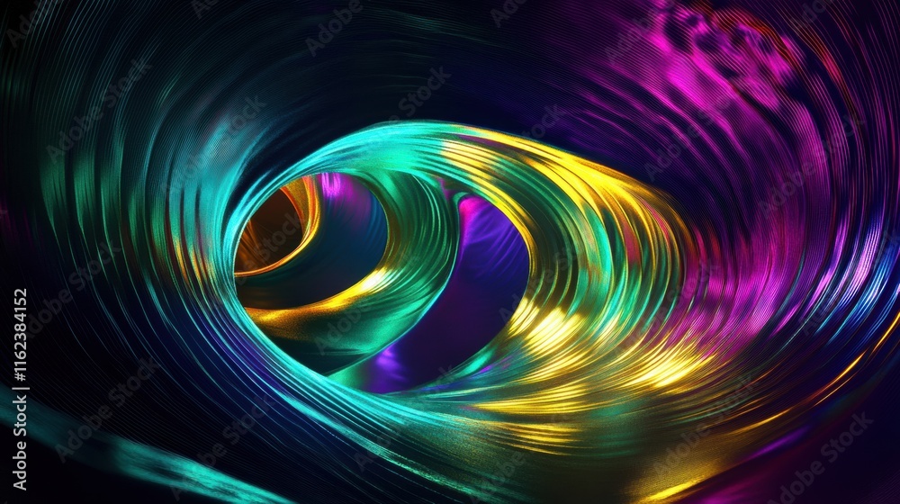Dynamic 3D abstract sound waves with vibrant colors flowing in a dark space. Generative AI Dynamic 3D abstract sound waves with vibrant colors flowing in a dark space. Generative AI
