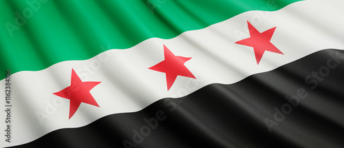 Waving flag of Syria - New flag of Syria - Full frame	
