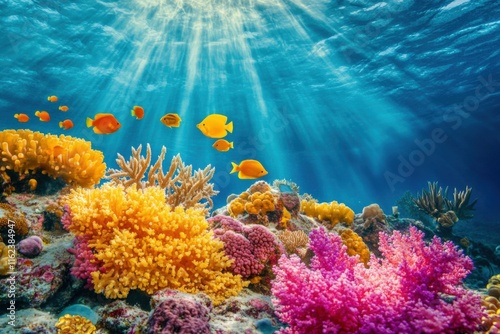 coral reef and fishes underwater photo