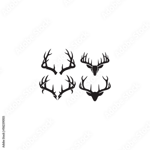 create a Deer antlers silhouette vector icon desing with a white background