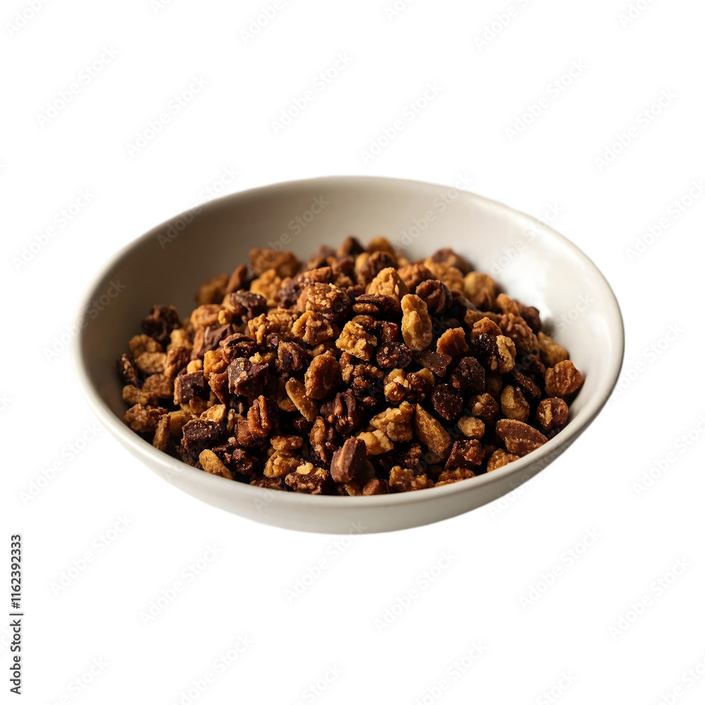 Chocolate Granola in a Bowl on transparent background Chocolate Granola in a Bowl on transparent background