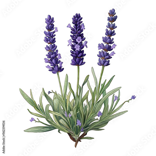 Lavandula hidcote isolated on transparent background photo