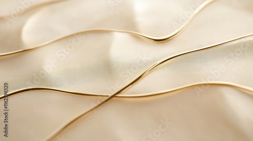 A sleek minimalist design featuring intersecting gold lines on a soft beige background, exuding elegance