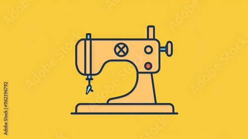 106.Outline icon of a sewing machine, with smooth, continuous lines and minimal detailing, providing a sleek, easily recognizable design for apps and websites. photo