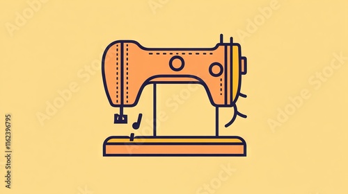 106.Outline icon of a sewing machine, with smooth, continuous lines and minimal detailing, providing a sleek, easily recognizable design for apps and websites. photo