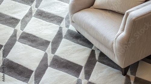 A sophisticated geometric design with overlapping diamonds in taupe and ivory hues