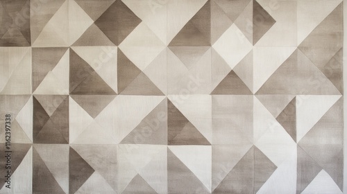 A subtle geometric design in taupe and ivory tones, featuring intricate triangular patterns