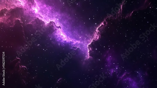 Obraz na płótnie Vibrant purple galaxy with twinkling stars and colorful nebula in night sky – stunning cosmic background for space, astronomy, and celestial themes w salonie