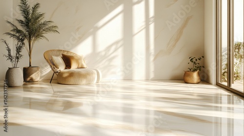 A contemporary design with diagonal beige lines on a matte white surface, exuding sophistication