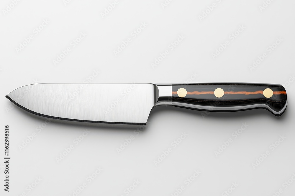 A sleek kitchen knife with a polished blade and a stylish handle, ideal for food preparation. A sleek kitchen knife with a polished blade and a stylish handle, ideal for food preparation.