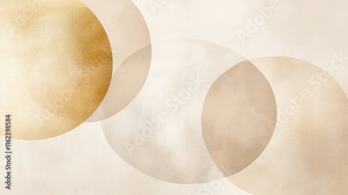 A minimalist design with overlapping circles in soft beige and gold, perfect for packaging