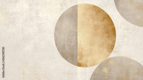 A minimalist design with overlapping circles in soft beige and gold, perfect for packaging