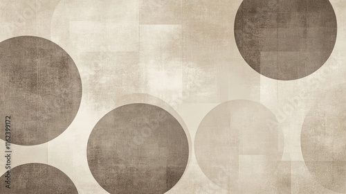 A modern geometric design with subtle circular patterns in taupe and ivory hues, ideal for high-end branding