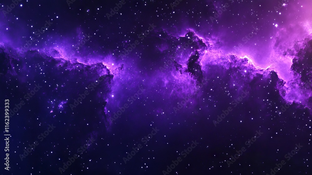 Vibrant purple galaxy with twinkling stars and colorful nebula in night sky – stunning cosmic background for space, astronomy, and celestial themes