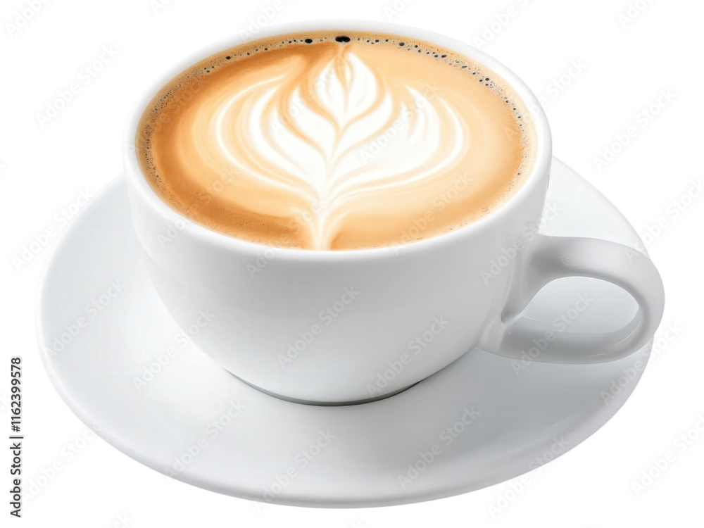 Obraz premium Cafe au Lait A French-style coffee made with equal parts brewed coffee and steamed milk. The side view reveals a
